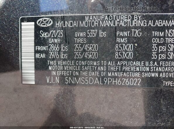 5NMS5DAL9PH626022 2023 HYUNDAI SANTA FE CALLIGRAPHY Gray Вид підкапотного простору