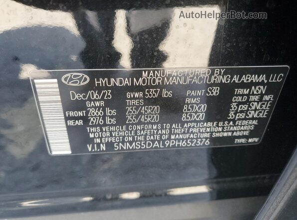 5NMS5DAL9PH652376 2023 HYUNDAI SANTA FE CALLIGRAPHY Black 360 interior view