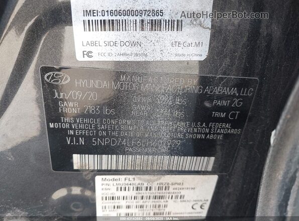5NPD74LF6LH602929 2020 HYUNDAI ELANTRA Gray Engine compartment view