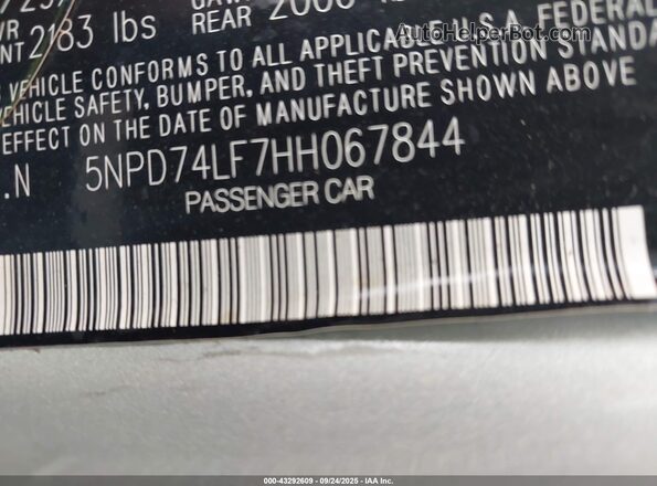 5NPD74LF7HH067844 2017 HYUNDAI ELANTRA Silver Engine compartment view