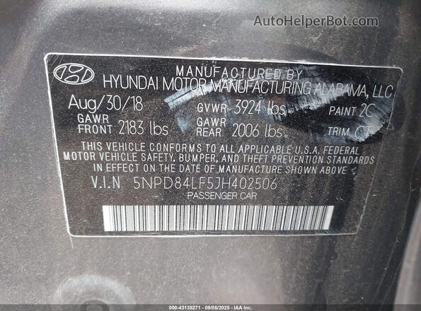 5NPD84LF5JH402506 2018 HYUNDAI ELANTRA Gray Engine compartment view