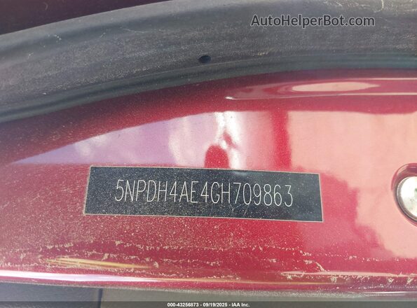 5NPDH4AE4GH709863 2016 HYUNDAI ELANTRA Red Vista del compartimento del motor