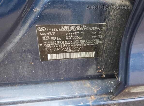 5NPE34AF2JH596367 2018 HYUNDAI SONATA Blue 