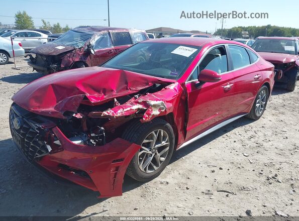 5NPEF4JA4LH002912 2020 HYUNDAI SONATA Red Առջևի ձախ երեք քառորդ տեսարան