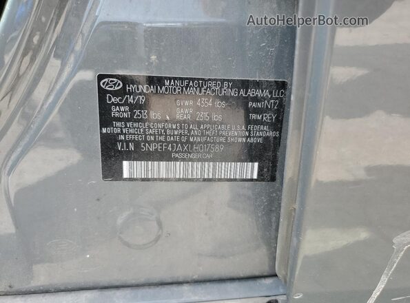 5NPEF4JAXLH017589 2020 HYUNDAI SONATA Burn ძრავის განყოფილების ხედი