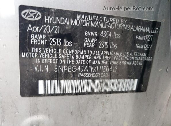 5NPEG4JA1MH130412 2021 HYUNDAI SONATA Silver 