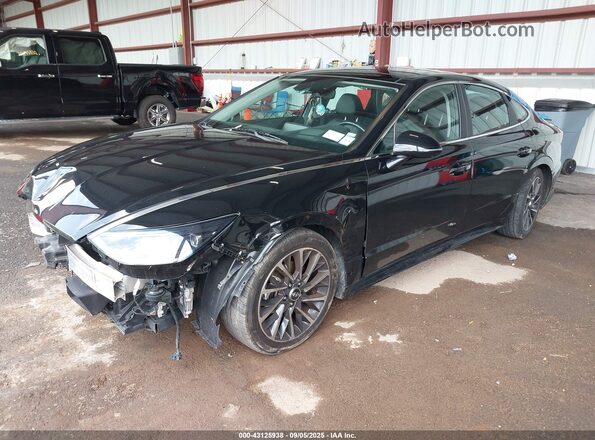 5NPEH4J27LH031727 2020 HYUNDAI SONATA Black წინა მარცხენა ხედი სამი მეოთხედიდან