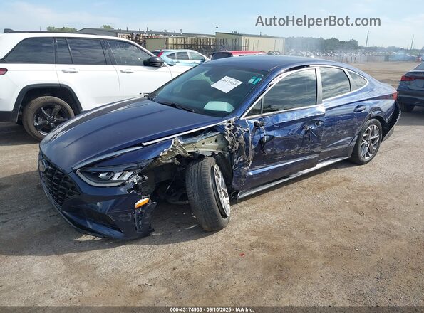 5NPEL4JAXLH038127 2020 HYUNDAI SONATA Blue წინა მარცხენა ხედი სამი მეოთხედიდან