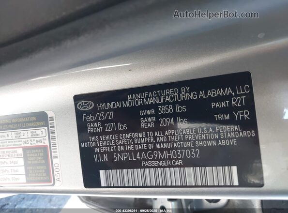 5NPLL4AG9MH037032 2021 HYUNDAI ELANTRA Silver Շարժիչի բաժամունքի տեսք