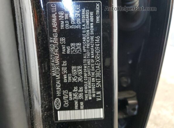 5NTJBDAEXRH094146 2024 HYUNDAI SANTA Black 