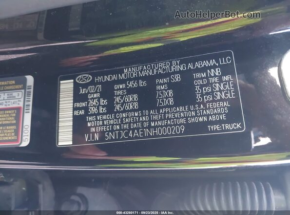 5NTJC4AE1NH000209 2022 HYUNDAI SANTA CRUZ Black Շարժիչի բաժամունքի տեսք