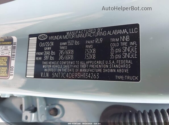 5NTJC4DE9SH134263 2025 HYUNDAI SANTA CRUZ Light Blue 