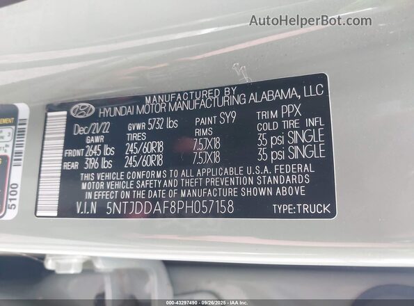 5NTJDDAF8PH057158 2023 HYUNDAI SANTA CRUZ Green Widok komory silnika