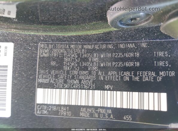 5TDESKFC4RS116731 2024 TOYOTA SIENNA Black Շարժիչի բաժամունքի տեսք
