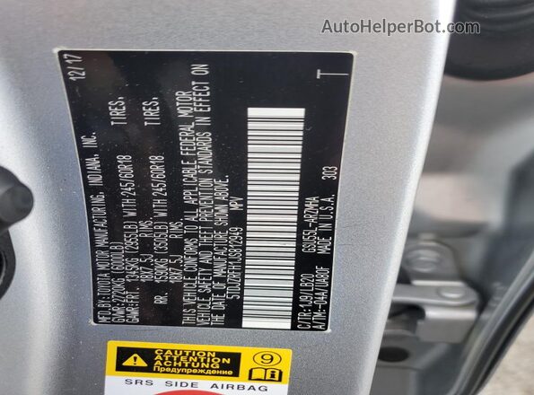 5TDJZRFH1JS812949 2018 TOYOTA HIGHLANDER Silver 