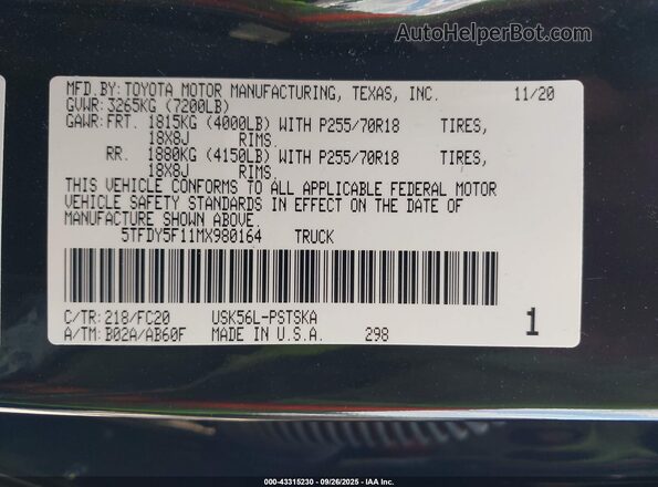 5TFDY5F11MX980164 2021 TOYOTA TUNDRA Black Engine compartment view