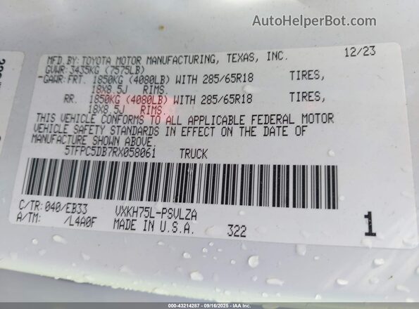 5TFPC5DB7RX058061 2024 TOYOTA TUNDRA HYBRID White Engine compartment view