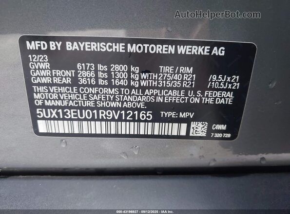5UX13EU01R9V12165 2024 BMW X5 Silver Engine compartment view