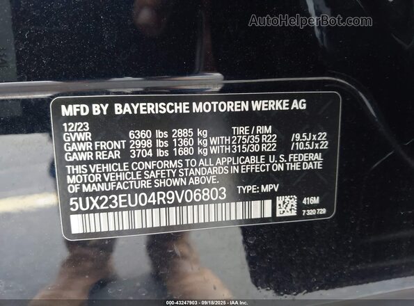 5UX23EU04R9V06803 2024 BMW X5 Dark Blue Engine compartment view