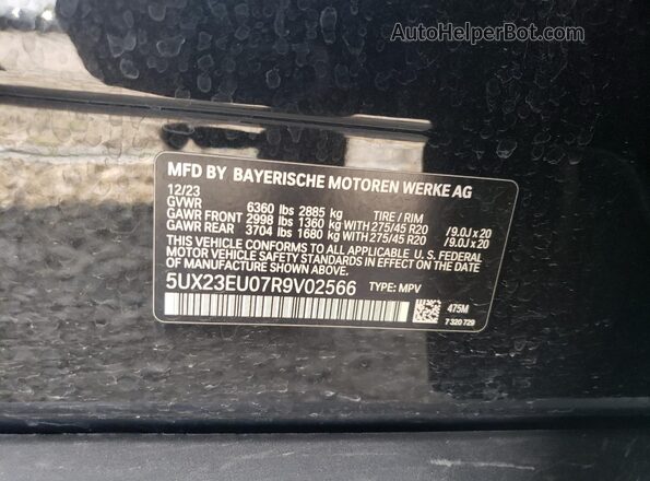5UX23EU07R9V02566 2024 BMW X5 Black 