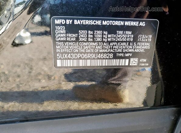 5UX43DP06R9U46828 2024 BMW X3 Black 