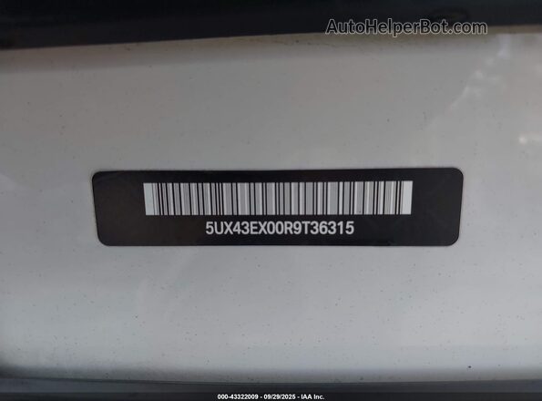 5UX43EX00R9T36315 2024 BMW X6 White 