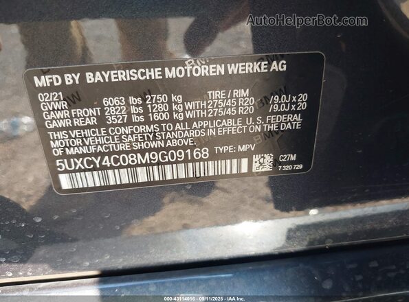 5UXCY4C08M9G09168 2021 BMW X6 Black Engine compartment view