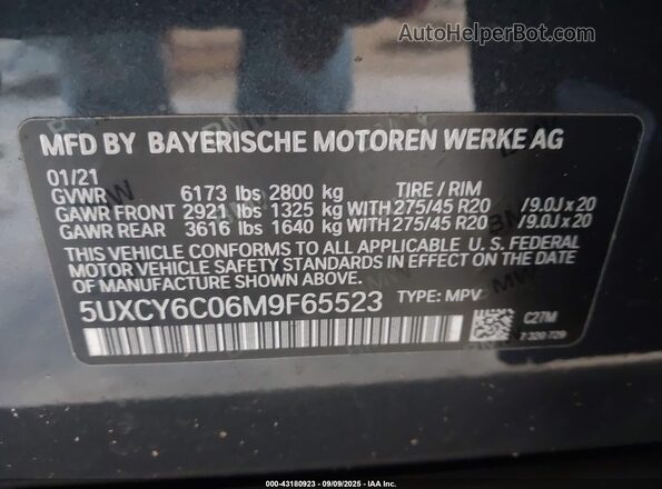 5UXCY6C06M9F65523 2021 BMW X6 Gray ძრავის განყოფილების ხედი
