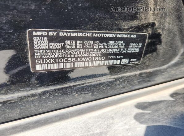 5UXKT0C58J0W01860 2018 BMW X5 Black 