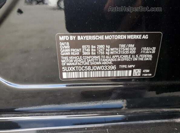 5UXKT0C58J0W03396 2018 BMW X5 Black 