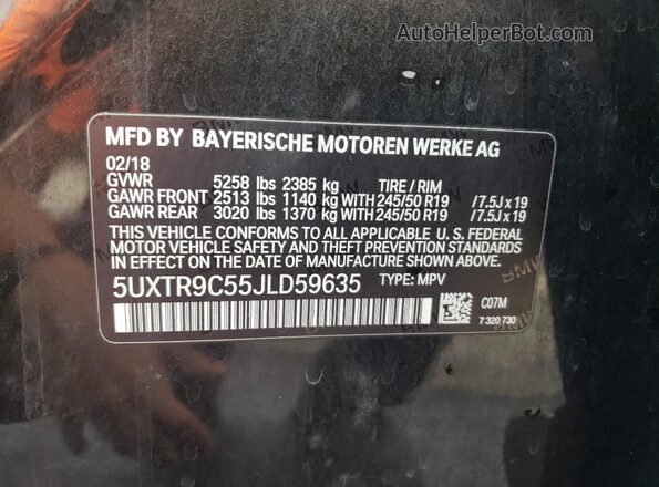 5UXTR9C55JLD59635 2018 BMW X3 Brown 