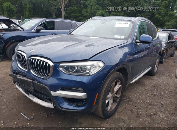 5UXTY5C05M9G83864 2021 BMW X3 Blue Vista tres cuartos delantera izquierda