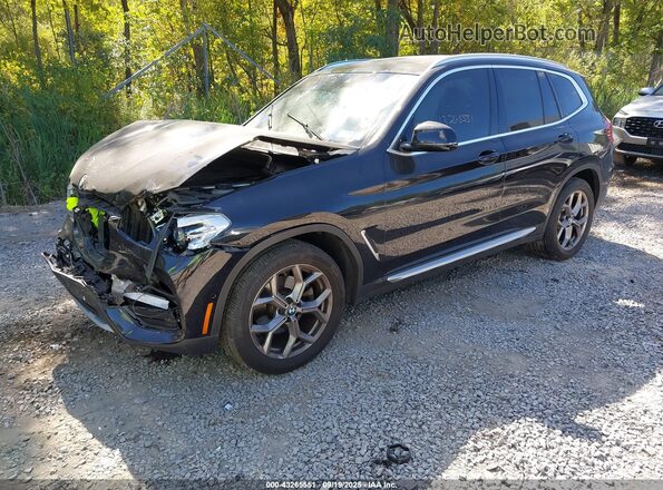 5UXTY5C06M9F33407 2021 BMW X3 Black Առջևի ձախ երեք քառորդ տեսարան