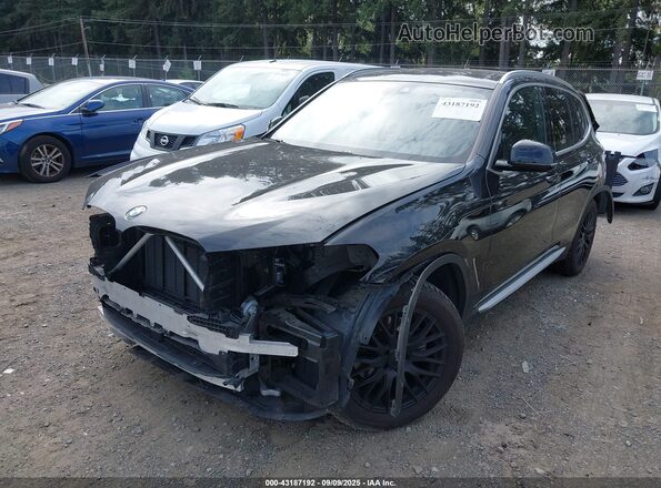 5UXTY5C07M9H21918 2021 BMW X3 Black Առջևի ձախ երեք քառորդ տեսարան