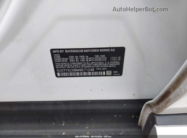 5UXTY5C08M9E71248 2021 BMW X3 White Engine compartment view