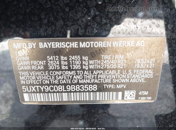5UXTY9C08L9B83588 2020 BMW X3 Черный Вид подкапотного пространства