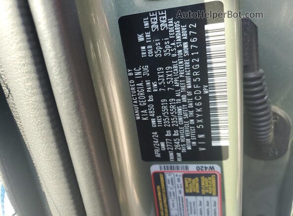 5XYK6CDF5RG217672 2024 KIA SPORTAGE Green VIN sticker view