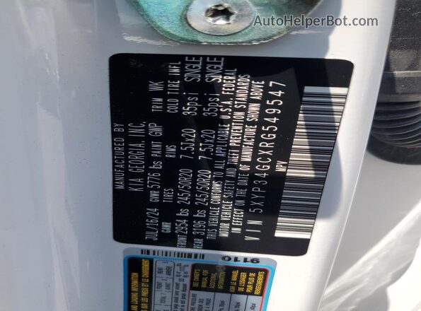 5XYP34GCXRG549547 2024 KIA TELLURIDE White 