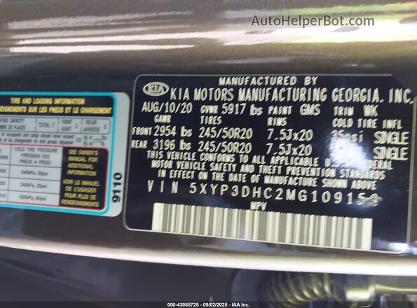 5XYP3DHC2MG109152 2021 KIA TELLURIDE Коричневый Вид подкапотного пространства