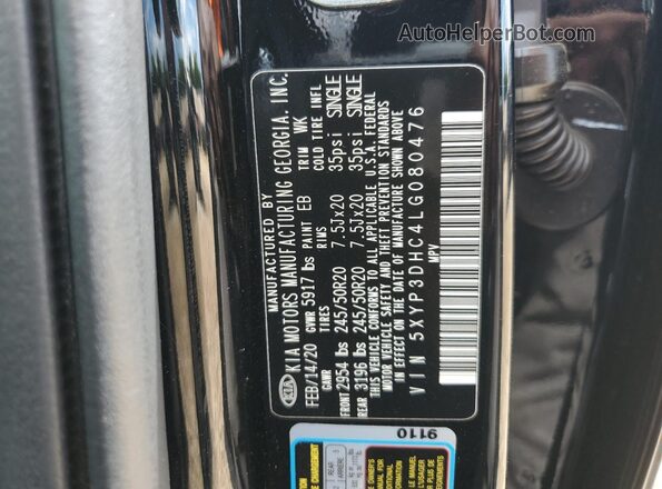 5XYP3DHC4LG080476 2020 KIA TELLURIDE Black Панорамний вид салону 360°