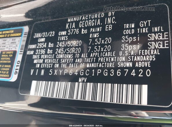 5XYP64GC1PG367420 2023 KIA TELLURIDE Black 