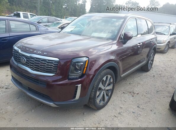 5XYP64HC6LG069082 2020 KIA TELLURIDE Maroon Առջևի ձախ երեք քառորդ տեսարան