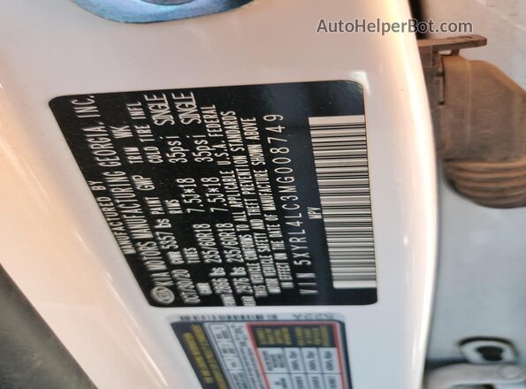 5XYRL4LC3MG008749 2021 KIA SORENTO White VIN კოდის სტიკერის ხედი