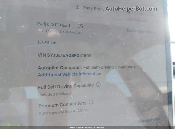 5YJ3E1EA0SF041609 2025 TESLA MODEL 3 Gray 