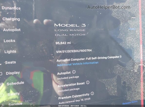 5YJ3E1EB0LF600764 2020 TESLA MODEL 3 Black 