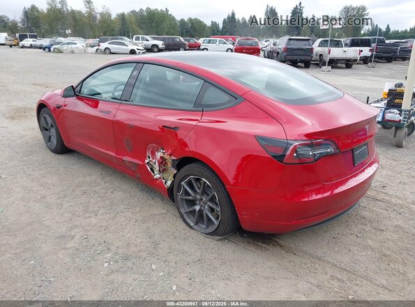 5YJ3E1EB0MF938473 2021 TESLA MODEL 3 Red უკანა მარცხენა