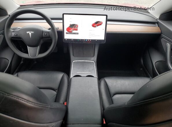 5YJ3E1EB2MF849276 2021 TESLA MODEL Red Dashboard view
