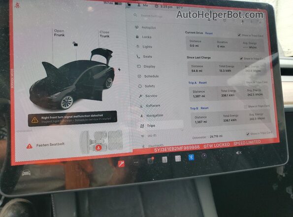5YJ3E1EB2MF989988 2021 TESLA MODEL Black Widok zestawu wskaźników