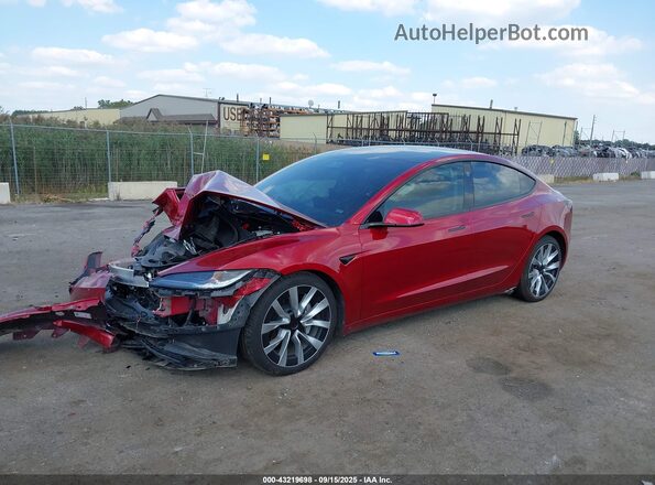 5YJ3E1EB5SF874198 2025 TESLA MODEL 3 Red Передня ліва чверть