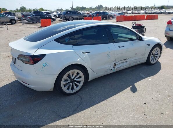 5YJ3E1EB6NF364978 2022 TESLA MODEL 3 White უკანა მარჯვენა